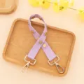 Courroie de sac en cuir floral violet, sangle de remplacement courte avec crochets dorés. - Lavande