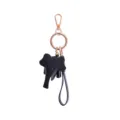 Porte-clés éléphant en cuir noir avec accessoires dorés, charm mignon pour clés et sacs. - Noir