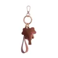 Porte-clés éléphant en cuir PU dessin animé avec anneau métallique et lanière sacs. - Multicolore