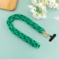 Grüne matte Acryl Taschenkette mit goldenen Verschlüssen und Handyband für stilvolle Hüllen - Langer Stil / Weihnachtsgrün