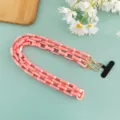 Rosa matte Kettenriemen, Acrylkette für Handtasche, vielseitige modische Handyhülle Riemen. - Langer Stil / Korallenrosa