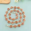 Acrylic flower bag chain strap, brown resin floral design with gold hardware, DIY accessory. - Long / Two-tone Pink