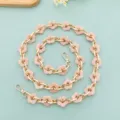 Acrylic flower purse chain strap gold metal links DIY pink handbag strap replacement - Long / Ying Pink