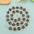 Acrylic flower bag strap gold metal chain handmade DIY purse shoulder strap replacement - Long / Snowflake Brown