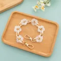 Acrylic flower bag chain gold metal link short strap fashion phone charm strap aesthetic DIY. - Short / Luminous White