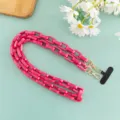 Rosa Acrylharz Taschen Kette Gurt mit goldenen Metallverschlüssen und Handy Lasche für Hüllen. - Langer Stil / Rosarot