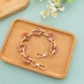 Stylish acrylic flower chain strap in pink, perfect for bags, phone charms, and DIY accessories. - Short / Two-tone Pink