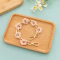 Acrylic flower bag chain short strap mobile phone accessory decorative stylish pink gold. - Short / Ying Pink