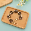 Acrylic flower bag strap gold chain short phone strap DIY handmade fashionable accessory - Short / Snowflake Brown