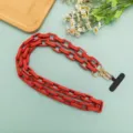 Roter matter klobiger Kettengurt für Handtaschen und Handyhüllen vielseitiges Zubehör Modell - Langer Stil / Dunkelrot