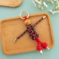 Handmade rope woven puppet keychain cute doll pendant for bag and phone case accessory - Red-Blue Woven Rope