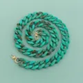 Wide acrylic resin bag strap replacement chain with gold metal clasps for DIY purse - Turquoise