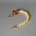 DIY 40cm Sangle Chaîne Acrylique pour Sac avec Perle Ambre et Mousquetons Dorés. - Jaune Fluorescent