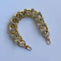 Gold rhinestone Cuban chain detail close-up, shiny crystal bag strap accessory view. - 30cm / Gold (bl-v649)