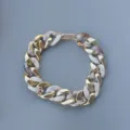 Geometric acrylic chunky chain necklace gold resin marble link fashion jewelry accessory - Two-tone Beige & Gold