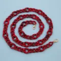 Red acrylic bag chain strap with gold lobster clasps, stylish crossbody accessory for purses. - Two-Tone Red