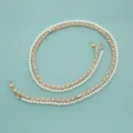 DIY chaine de sac en perles sangle d'epaule de rechange chaine en metal dore accessoire - Corde en Cuir Blanc & Perle (B314) / Corde en Cuir Blanc & Perle