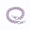 Close-up detail of metal beaded pink acrylic chain for bags and phone cases with metal clasps. - B109 Pink
