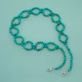 Turquoise beaded chain strap for mini bags, stylish accessory for phones and face masks. - Turquoise