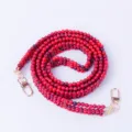 Bandoulière de sac en perles acrylique rouge chaîne à trois rangées avec mousquetons dorés - 120 cm / Bicolore Rouge