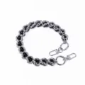 Detailed view of the metal wrapped bead chain with lobster clasps, showing fine craftsmanship. - B109 Black