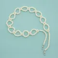 Imitation Pearl Beaded Bag Chain Strap Replacement Elegant Fashion Handbag Purse Accessory - Off White