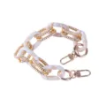 Close-up detail of the DIY acrylic and metallic gold chain link connector for phone case or bag strap. - With Clasp 30cm / Dual-color Beige