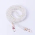 Courroie de sac en perles blanches avec fermoirs dorés, élégante chaîne triple pour sacs. - 120 cm / Blanc Perle