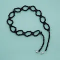 Stylish black beaded bag strap with metal clasps, perfect for handbags, phones or masks. - Solid Black