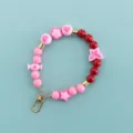 Sweet candy color beaded phone charm wrist strap pink red hearts stars cute mobile phone accessories - X106-3