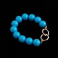 Blue chunky round bead bag strap replacement, stylish gold metal clasps for handbag purse. - Sky Blue