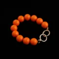 23mm round orange bead bag strap replacement, stylish gold ring handbag handle accessory - Orange