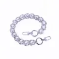 Silver metal chain with white acrylic beads handbag strap and phone charm replacement accessory. - B109 White