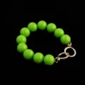 Lime green large bead bag strap accessory with gold rings, stylish handbag replacement handle. - Green
