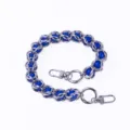 Metal bead handbag chain 40cm acrylic blue beads strap for phone case and purse replacement. - B109 Blue