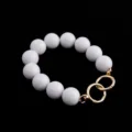 White bead handbag strap detail, 23mm round pearl shoulder bag replacement accessory clasp - White