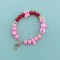 Pink Red Beaded Wrist Strap Phone Lanyard Candy Color Heart Star Mobile Charm Accessory - X106-8