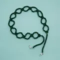 Woven green beaded bag strap short chain for tiny handbags, stylish phone charm or mask lanyard. - Two-tone Dark Green