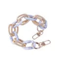 DIY 30cm handbag chain, acrylic and gold metal links, stylish phone case strap decoration. - With Clasp 30cm / Dual-color White