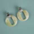 Chic oversize acrylic drop earrings with silver metal top, stylish and bold jewelry design. - Exaggerated Geometric Hoop / Fluorescent Yellow