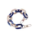 DIY 30cm handbag chain strap, blue acrylic and textured gold metal links with clasps. - With Clasp 30cm / Double Blue