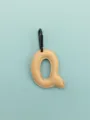 Portachiavi con lettera Q in pelle PU, elegante ciondolo per borsa e anello per chiavi. - Stile Lettera Q
