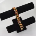 Amber acrylic chunky chain variant, premium accessory strap designed for phone cases and handbags. - Coffee & Gold