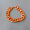 Geometric acrylic chunky chain necklace stylish statement collar necklace for women. - Rubber Orange and Gold