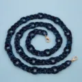 Dark blue marble acrylic chain strap with gold lobster clasps for stylish bag and phone case. - Double Blue