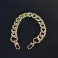 Gold rhinestone cuban chain bag strap replacement and decorative phone case accessory - 30cm / Gold (bl-v648)