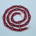 Red acrylic bag chain detail, 120cm crossbody strap with gold lobster clasps, stylish accessory. - Burgundy