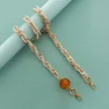 Catena per borsa in resina acrilica di ricambio cinturino fai da te con perla e chiusure. - Beige bicolore