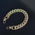 Golden rhinestone Cuban chain strap, elegant bag accessory and decorative phone case chain. - Gold (bl-v655)