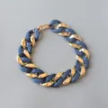Geometric acrylic matte mixed color chunky chain necklace fashion jewelry for women. - Rubber Lake Blue and Gold
